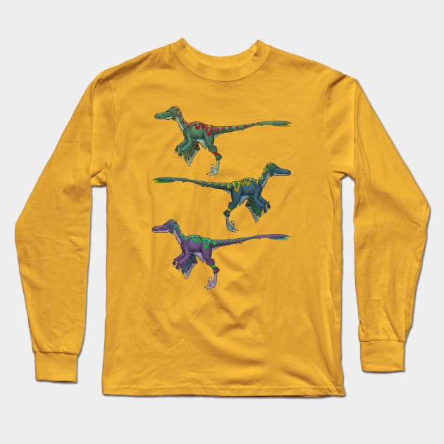 Velociraptors: Embrace the Feathers! Long Sleeve T-Shirt by TriBlurr84